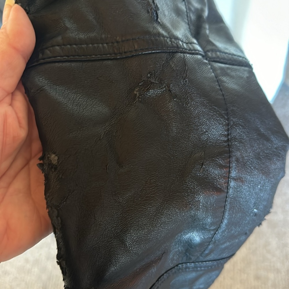 Calvin Klein Men’s Heavily Distressed Faux Leather w/ Sweater Style Underlining - Picture 5 of 16